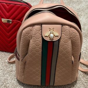 Women’s Pink Quilted Bee Accent Backpack